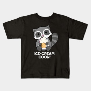 Ice Cream Coom Funny Animal Racoon Pun Kids T-Shirt